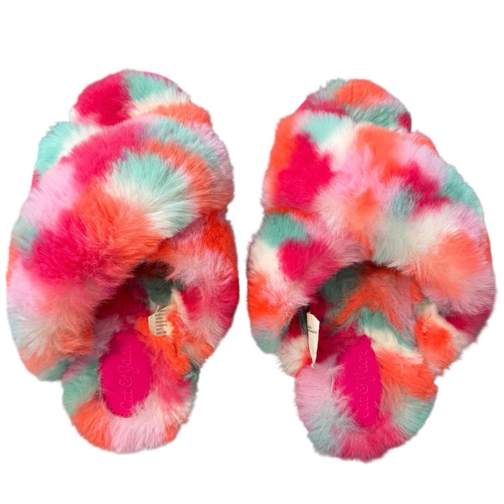Girls size 13/1 Colorful Furry Slippers